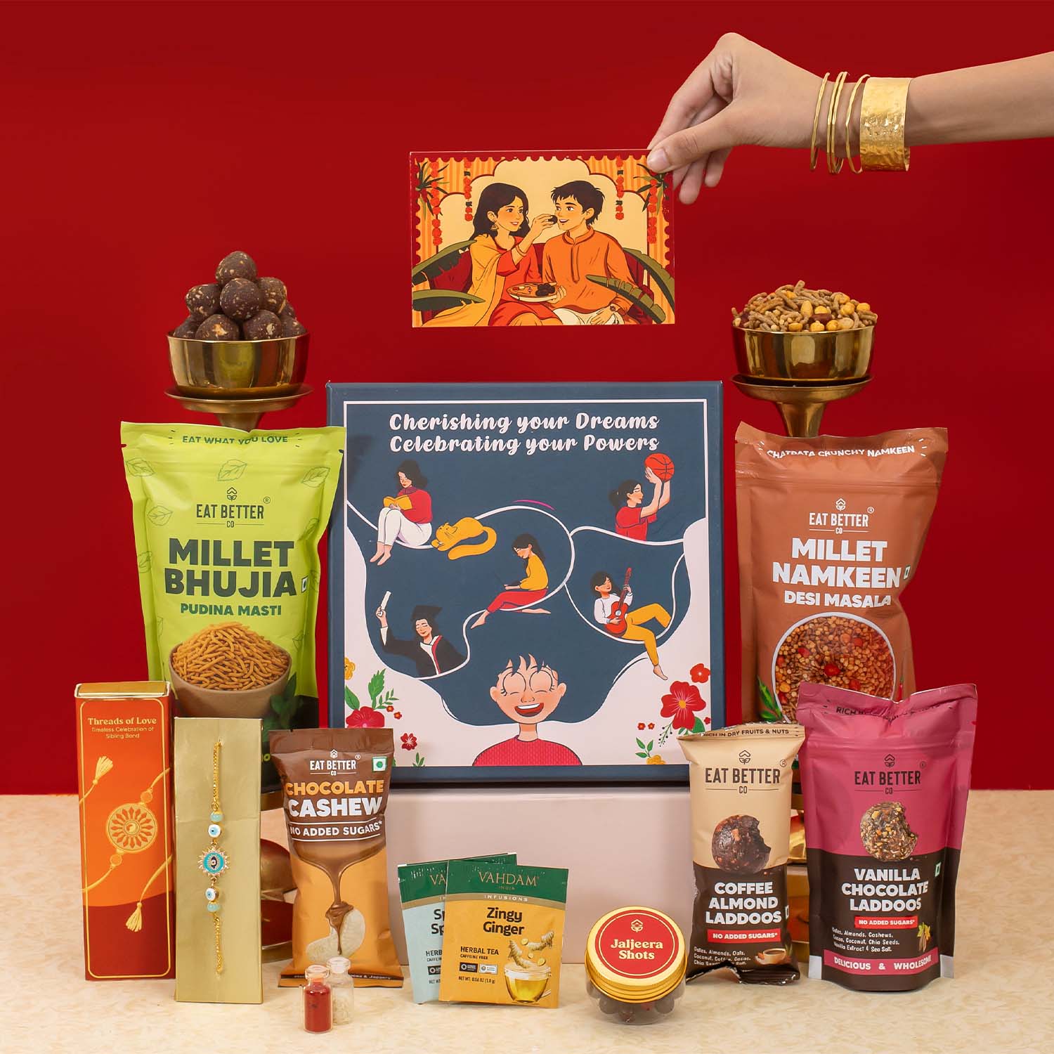 Celebrating - 11 Item Rakhi Gift Hamper for Sister