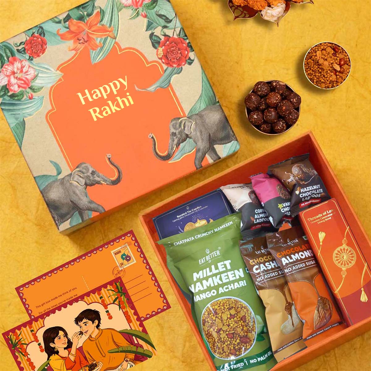 Gajraj - 12 Item Rakhi Gift Hamper for Bhaiya Bhabhi