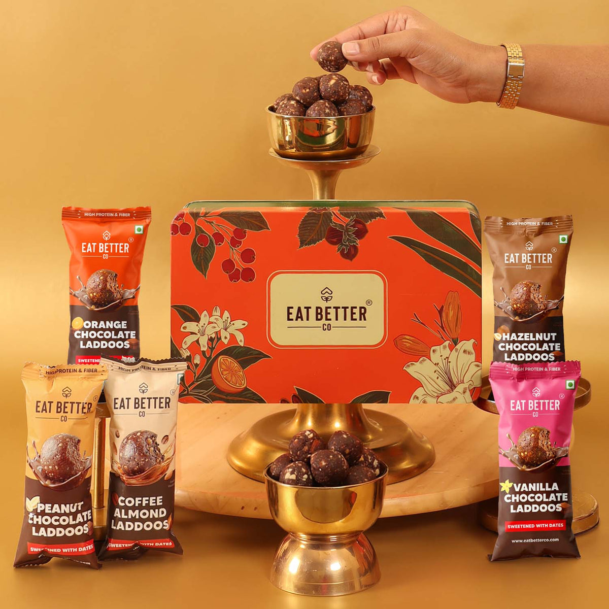 Assorted Laddoo Diwali Gift Hamper in Premium Tin Box - 5 packs - 20 laddoos