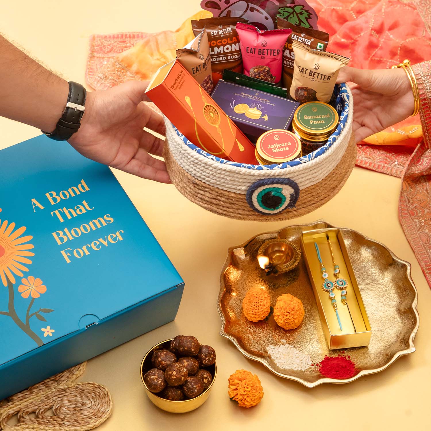 Nazar Na Lage - 17 Item Rakhi Gift Hamper for Bhaiya Bhabhi