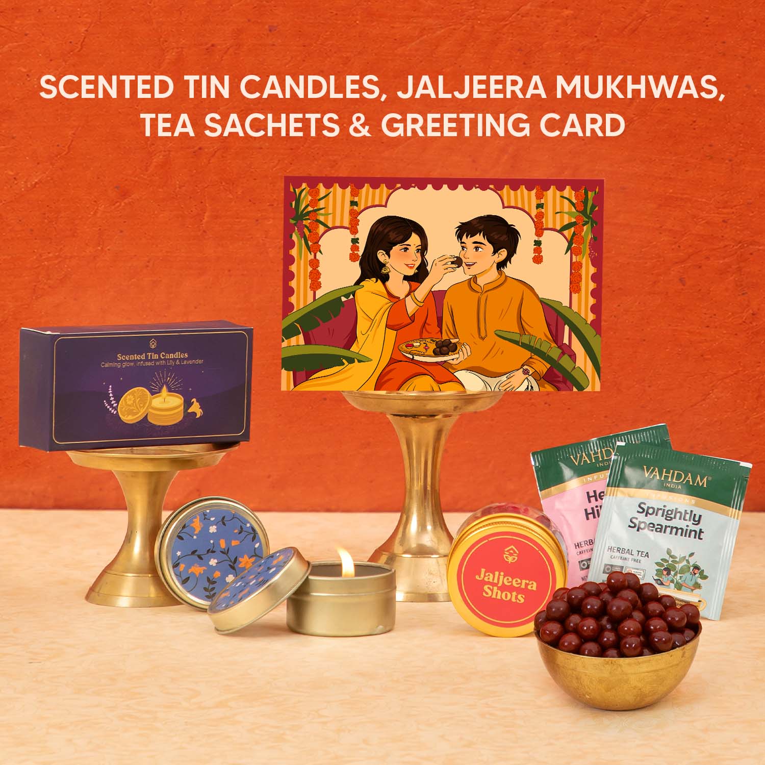 Marigold - 16 Item Rakhi Gift Hamper for Bhaiya Bhabhi