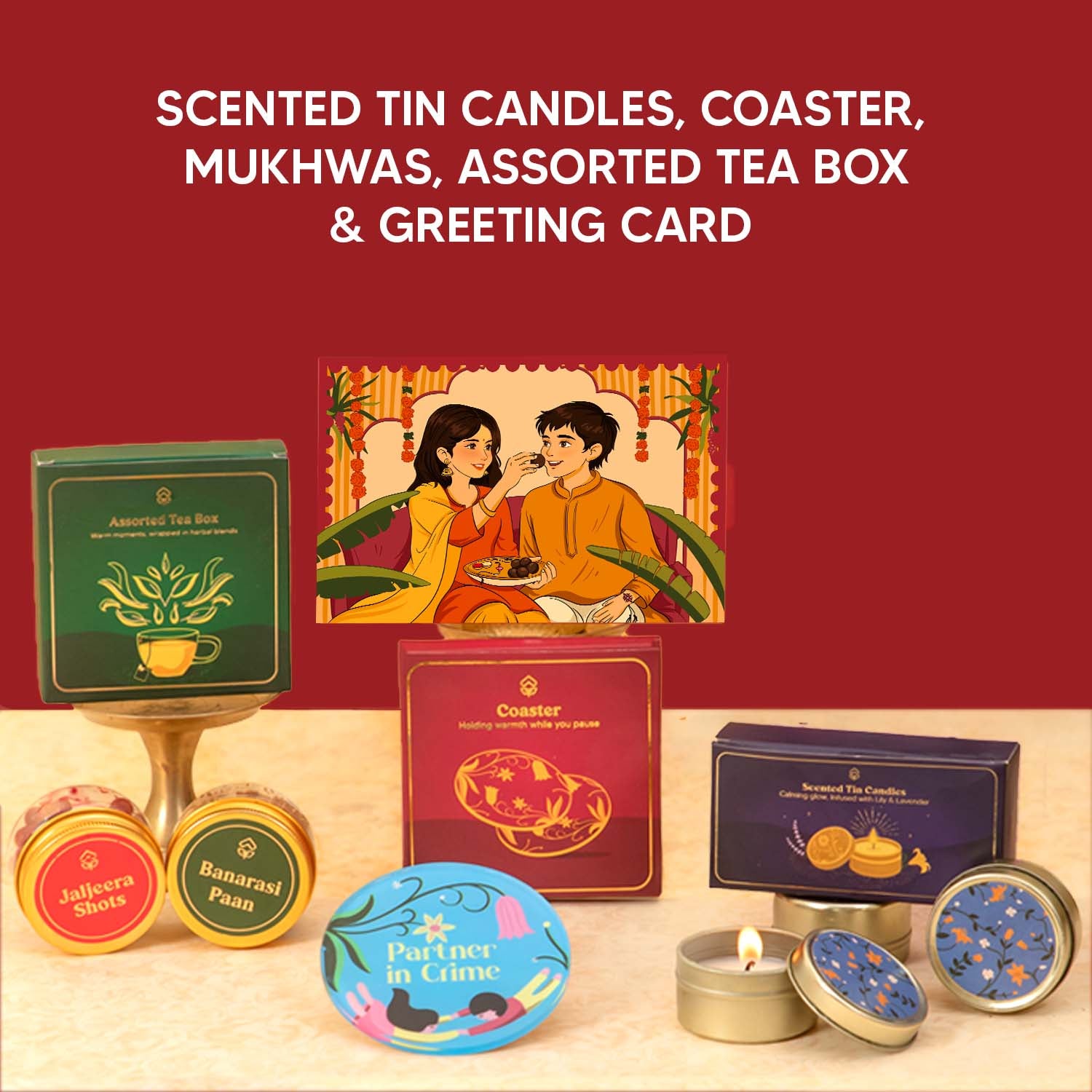Mayur - 14 Item Rakhi Gift Hamper for Bhaiya Bhabhi