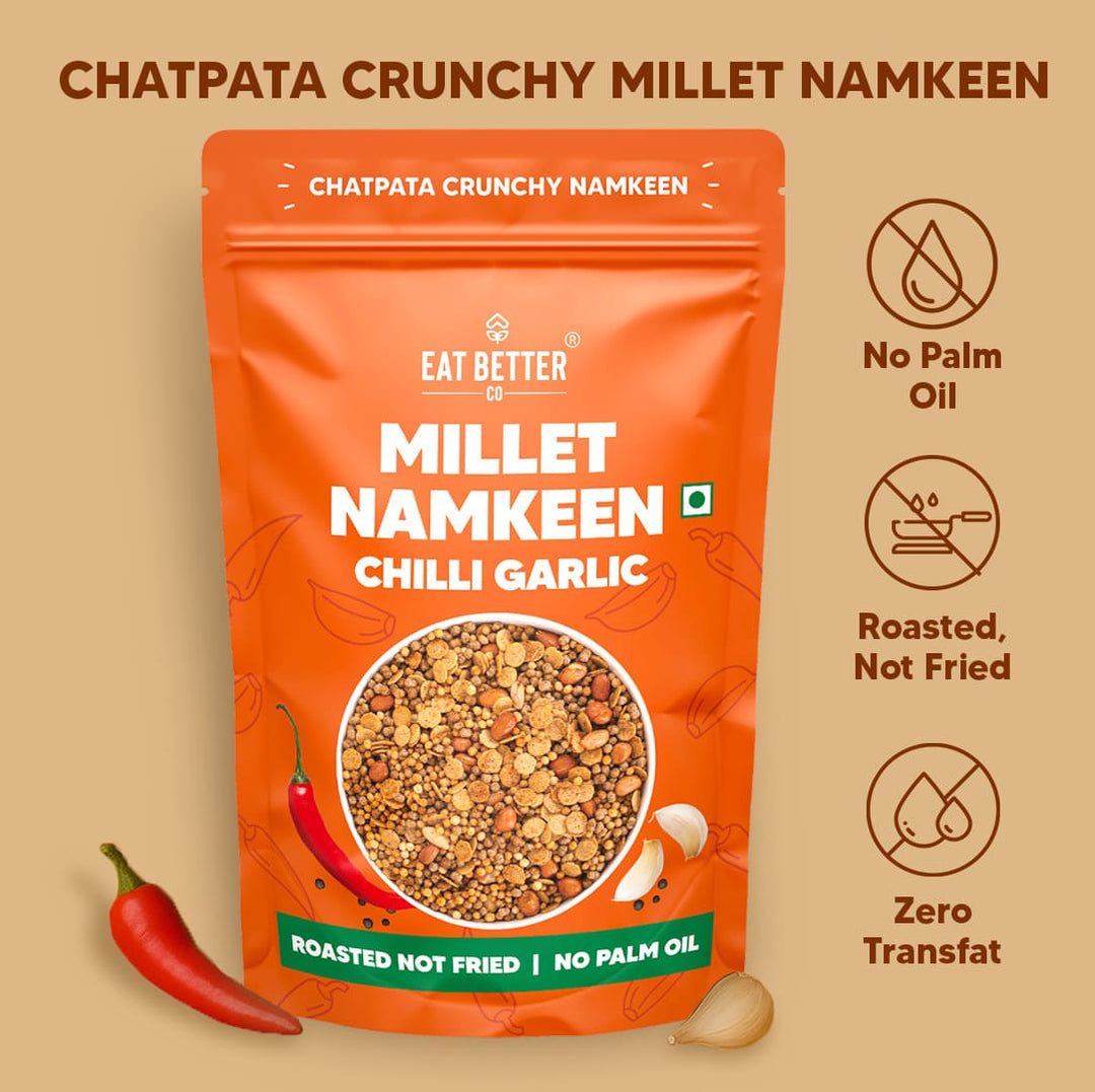 Millet Namkeen - Chilli Garlic - 4 Packets (4 x 100 grams)