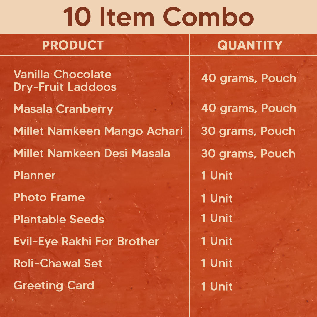 Sneh - Jumbo Rakhi Gift Hamper for Brother - 10-Item Combo