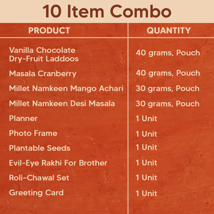 Sneh - Jumbo Rakhi Gift Hamper for Brother - 10-Item Combo