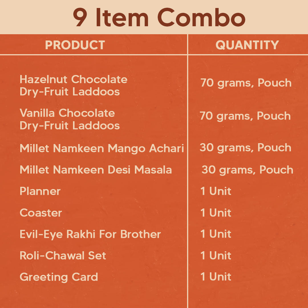 Jumbo Rakhi Gift Hamper for Brother with 9-Items Combo