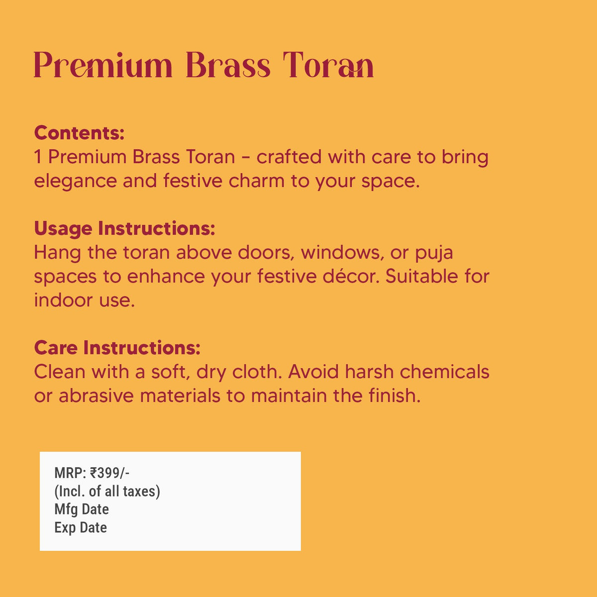 Premium Brass Toran