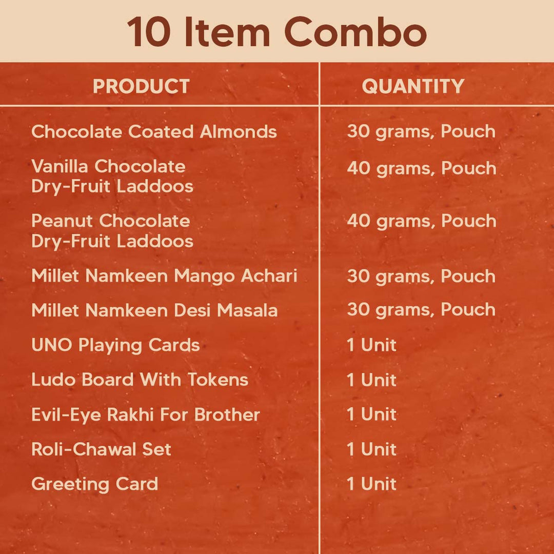 Happy Memories Gift Hamper for Brother – 10-Item Celebration Gift with Uno & Ludo