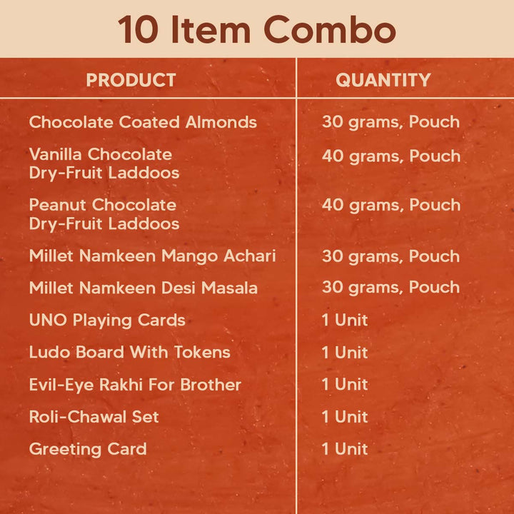 Happy Memories Gift Hamper for Brother – 10-Item Celebration Gift with Uno & Ludo