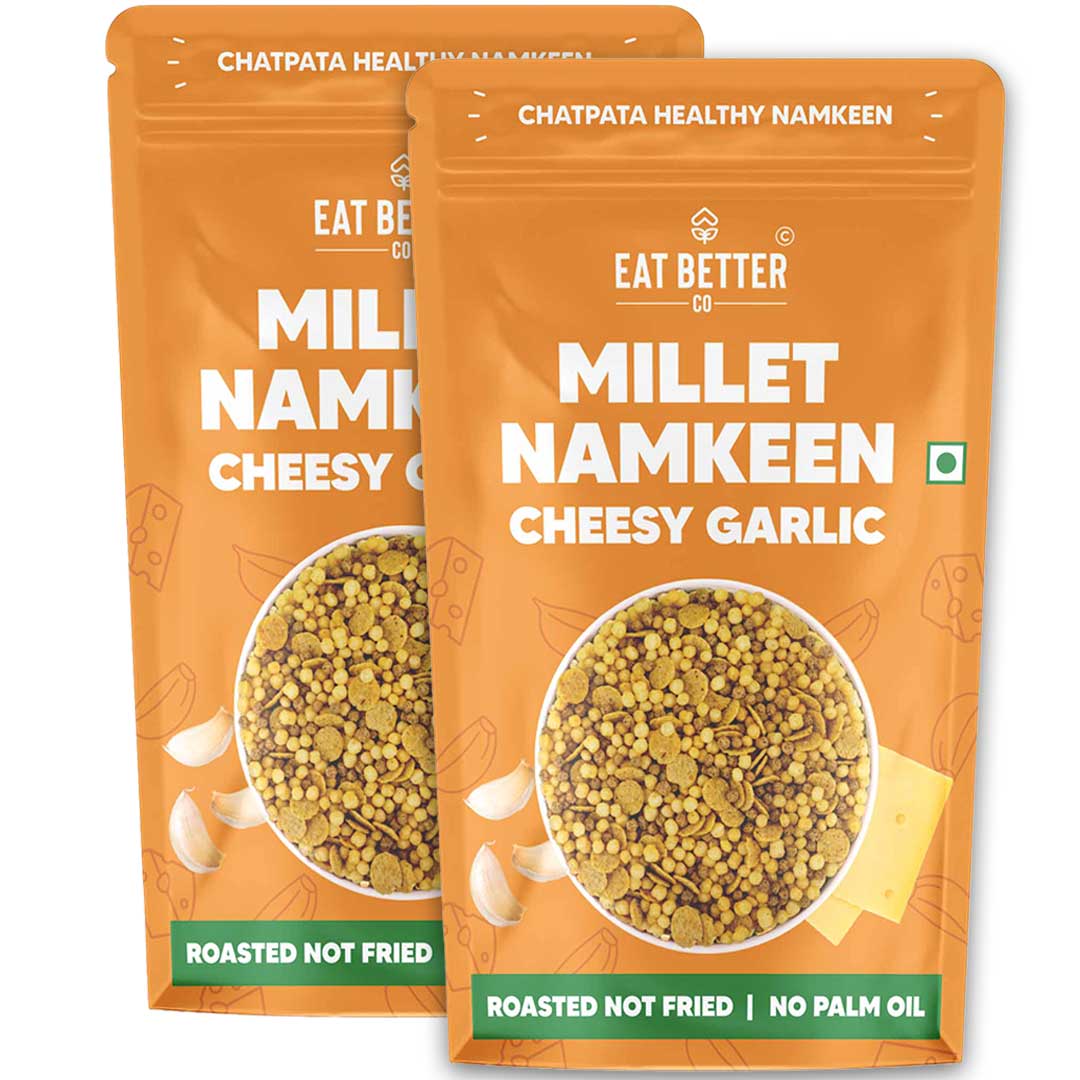 Millet Namkeen - Cheesy Garlic - Pack of 2 - 200 grams - Healthy Snacks