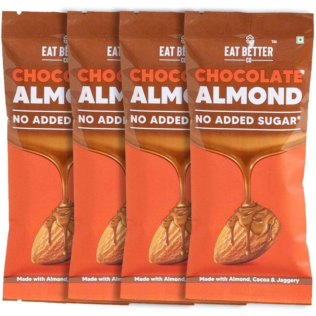Chocolate Coated Almonds - No Added Sugar - Healthy Chocolate Replacement - Pack of 4 - 160 grams