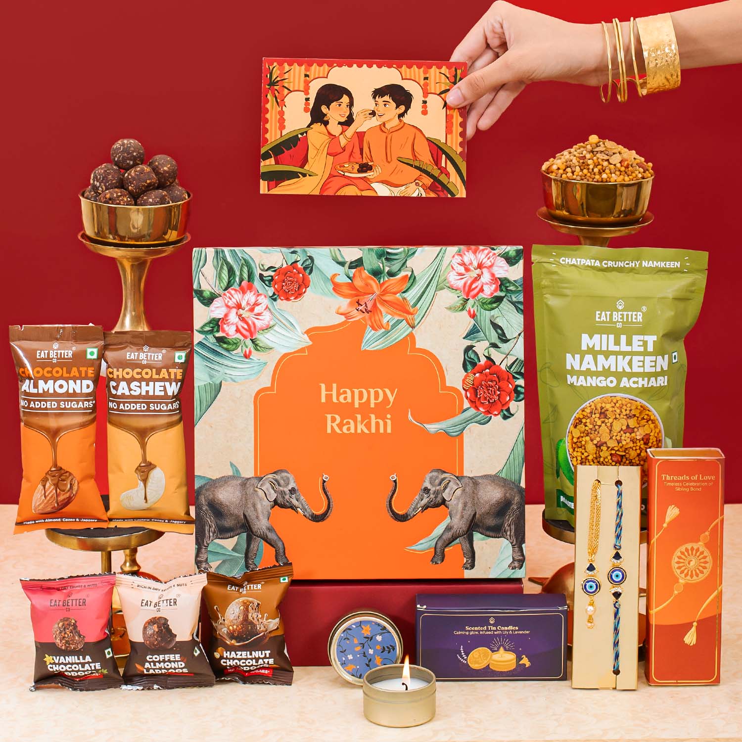 Gajraj - 12 Item Rakhi Gift Hamper for Bhaiya Bhabhi