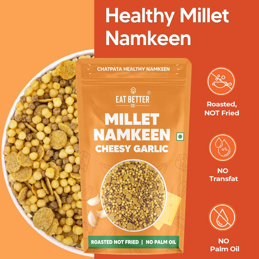 Millet Namkeen - Cheesy Garlic - Pack of 2 - 200 grams - Healthy Snacks