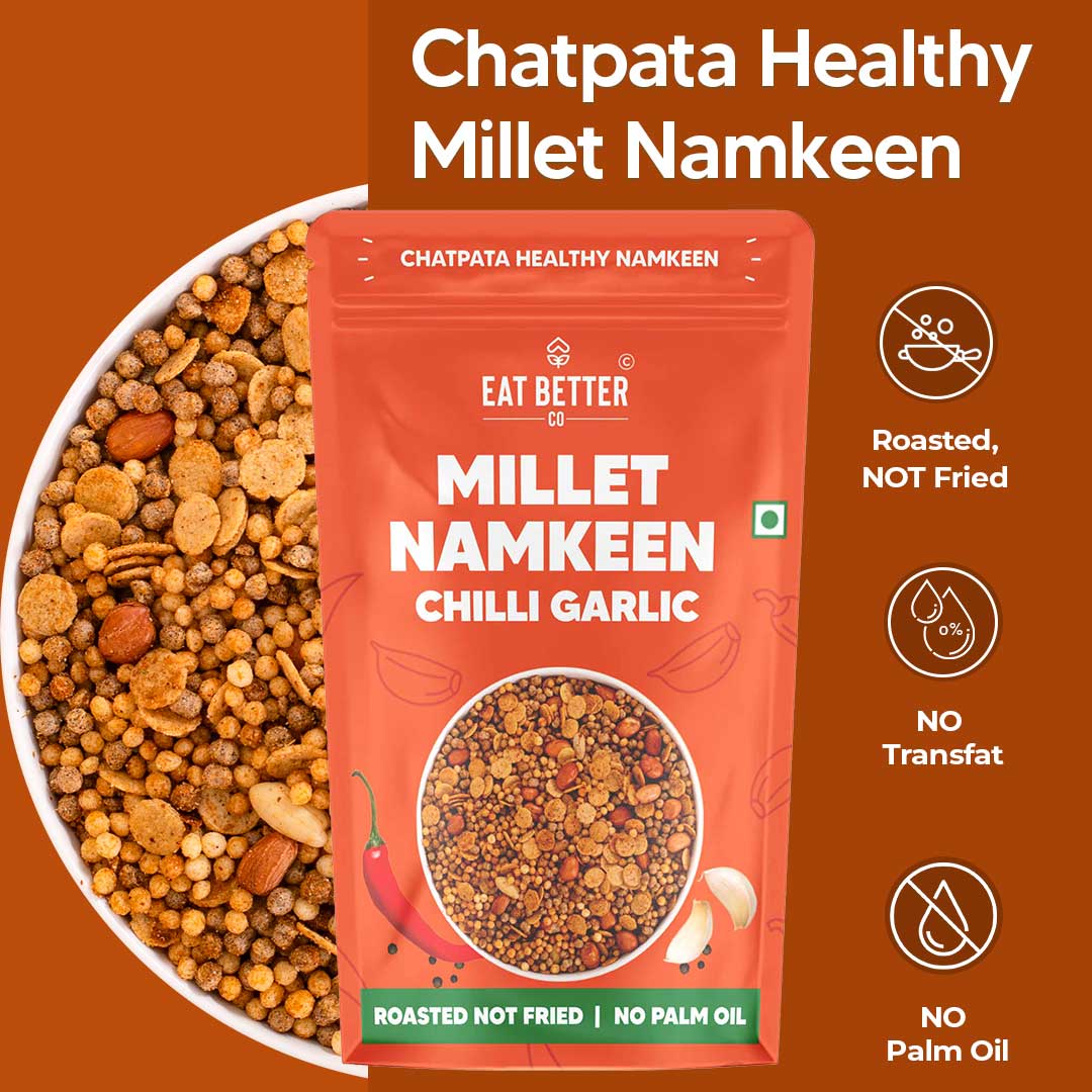 Millet Namkeen - Chilli Garlic - Pack of 2 - 200 grams - Healthy Snacks