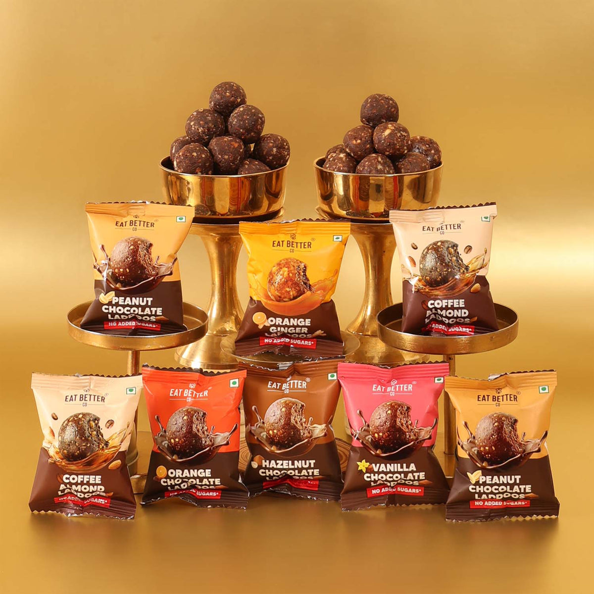 Assorted Dry-Fruit Chocolate Laddoos in Round Tin Box - Diwali Gift Hamper