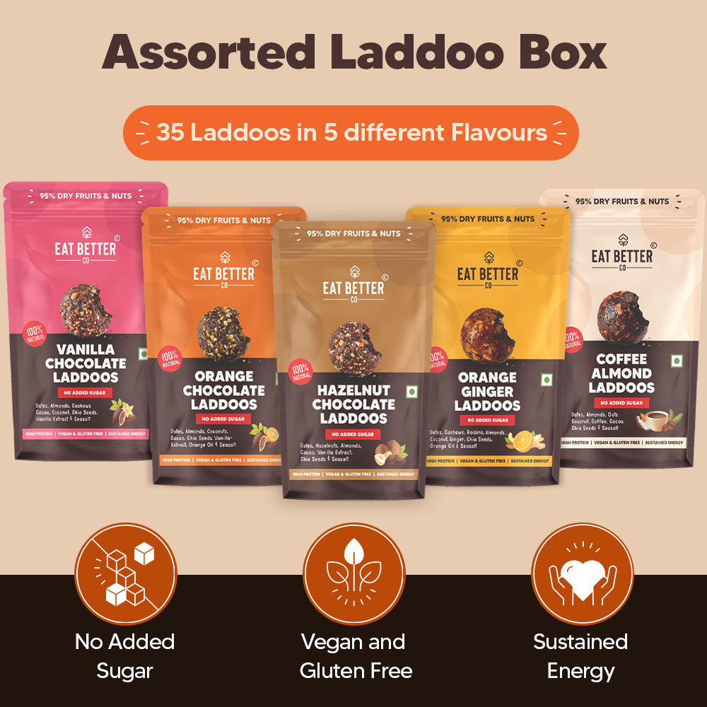 Assorted Laddoo Box - 35 laddoos in 5 different flavors