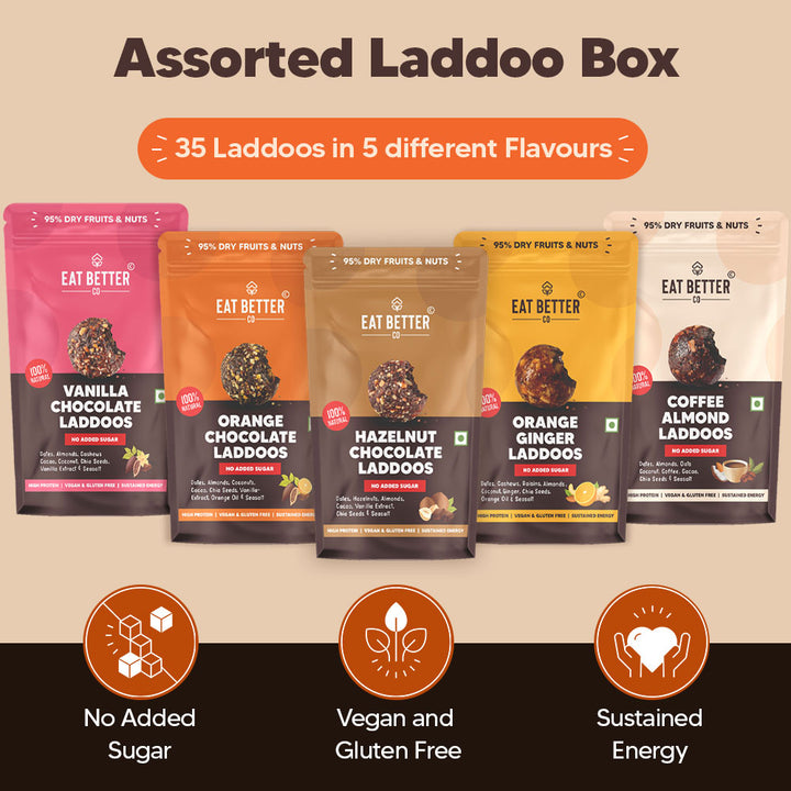 Assorted Laddoo Box - 35 laddoos in 5 different flavors