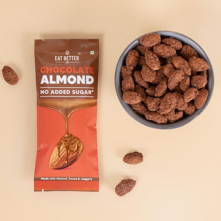 Chocolate Coated Almonds - No Added Sugar - Healthy Chocolate Replacement - Pack of 4 - 160 grams