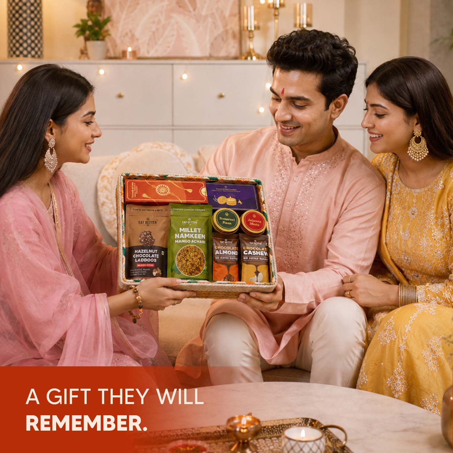 Uphaar - 13 Item Rakhi Gift Hamper for Bhaiya Bhabhi