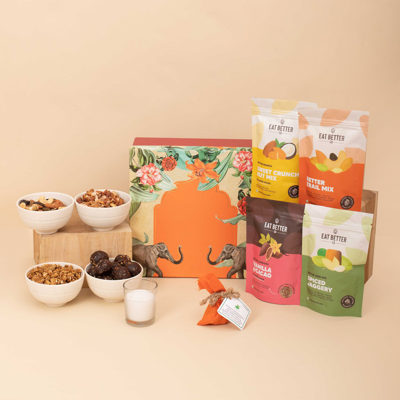 Imperial Gift Hamper - Dry-Fruit Laddoos, Nut Mixes, Candle & more