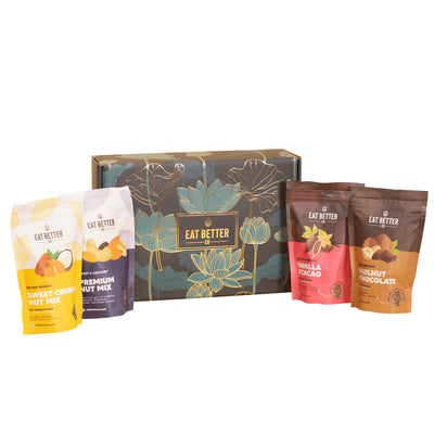 Golden Lotus Gift Hamper - Assorted Dry-Fruits, Healthy Sweets & Chocolates Gift Pack